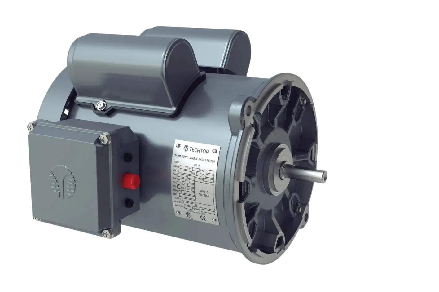 Electric Motors Banner Electric motor mounted on a base with visible shaft and wiring terminals